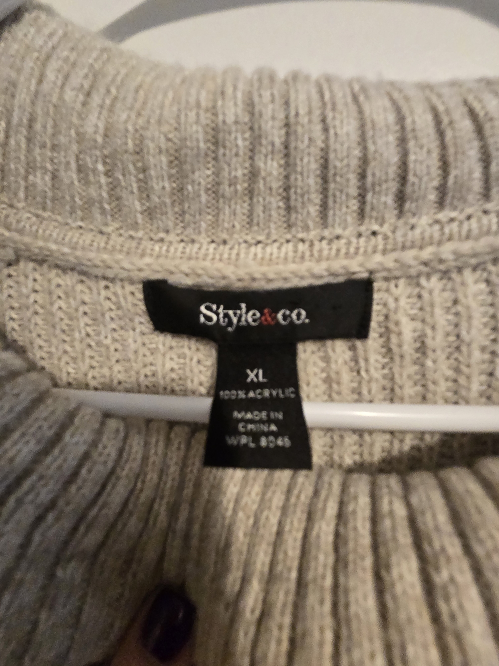 Style & Co. Women's Ribbed Button-Neck Sweater - Light Gray - Picture 4 of 5